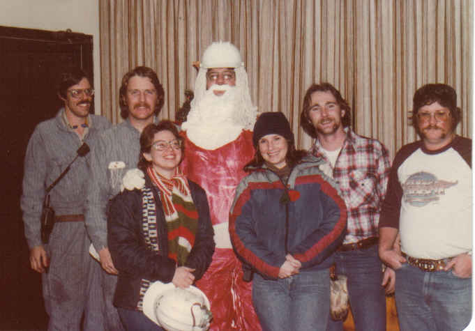Dupont christmas 81 gene w, larry mc, paula b, jim josey 'santa', me, larry shoaf, robert 'cowboy' puckett