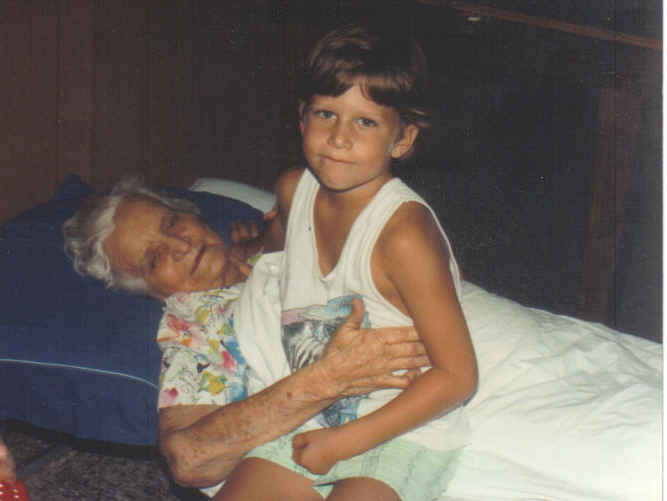 Tommy with aunt bertha 0992 brinkley family reunion 2