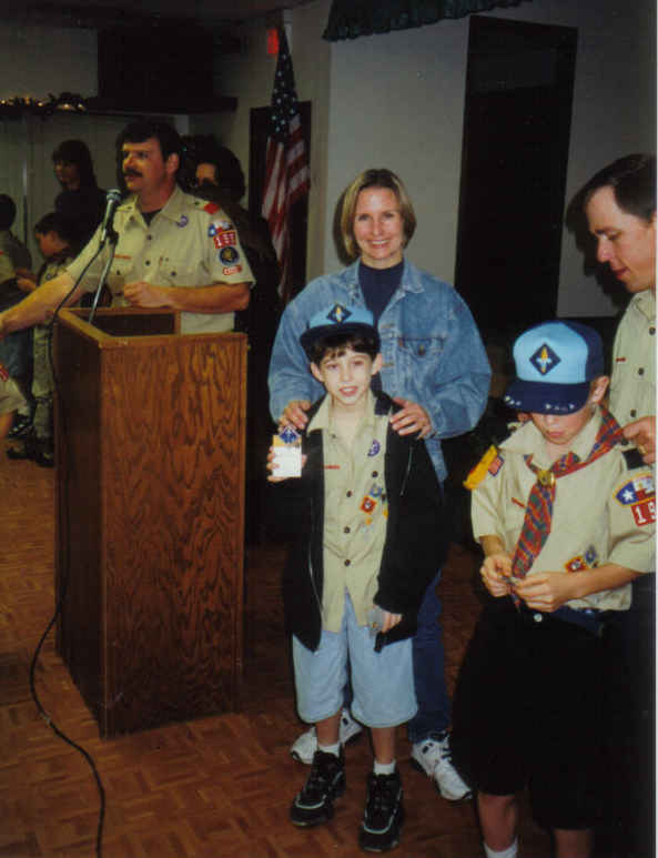Pack meeting 1998ish - Jim, Daniel, me, Justin, Mike
