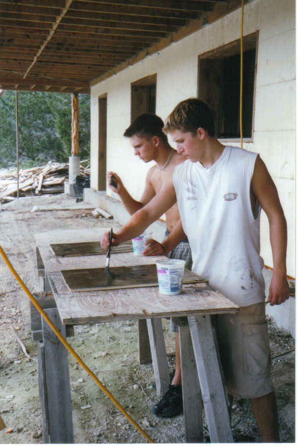 Graham and Tommy - bat houses sept 02