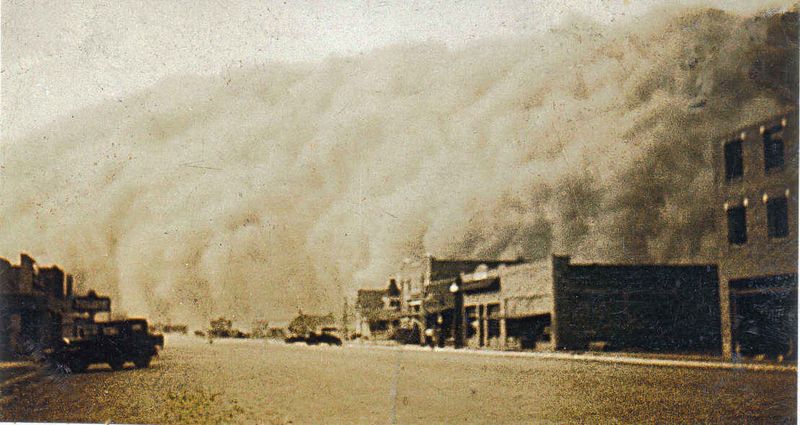 Dust storm in Stratford in 1930's by Durward